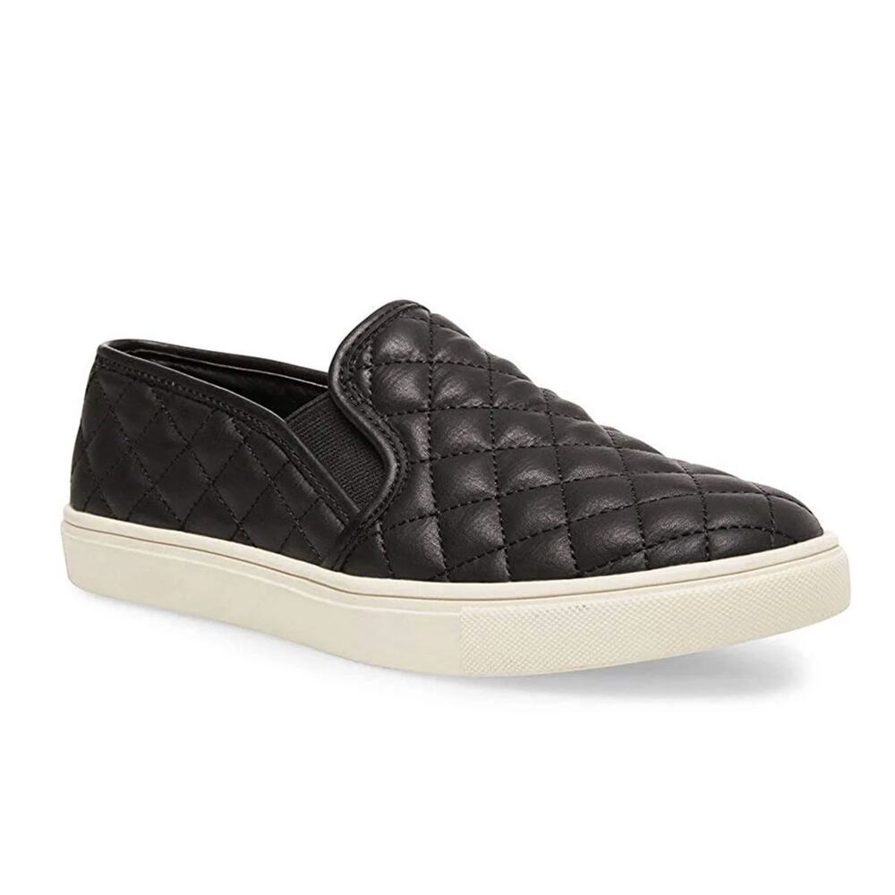 Steve Madden Ecentrcq Black Quilted Leather Sneakers Size 8 Chunky Platform